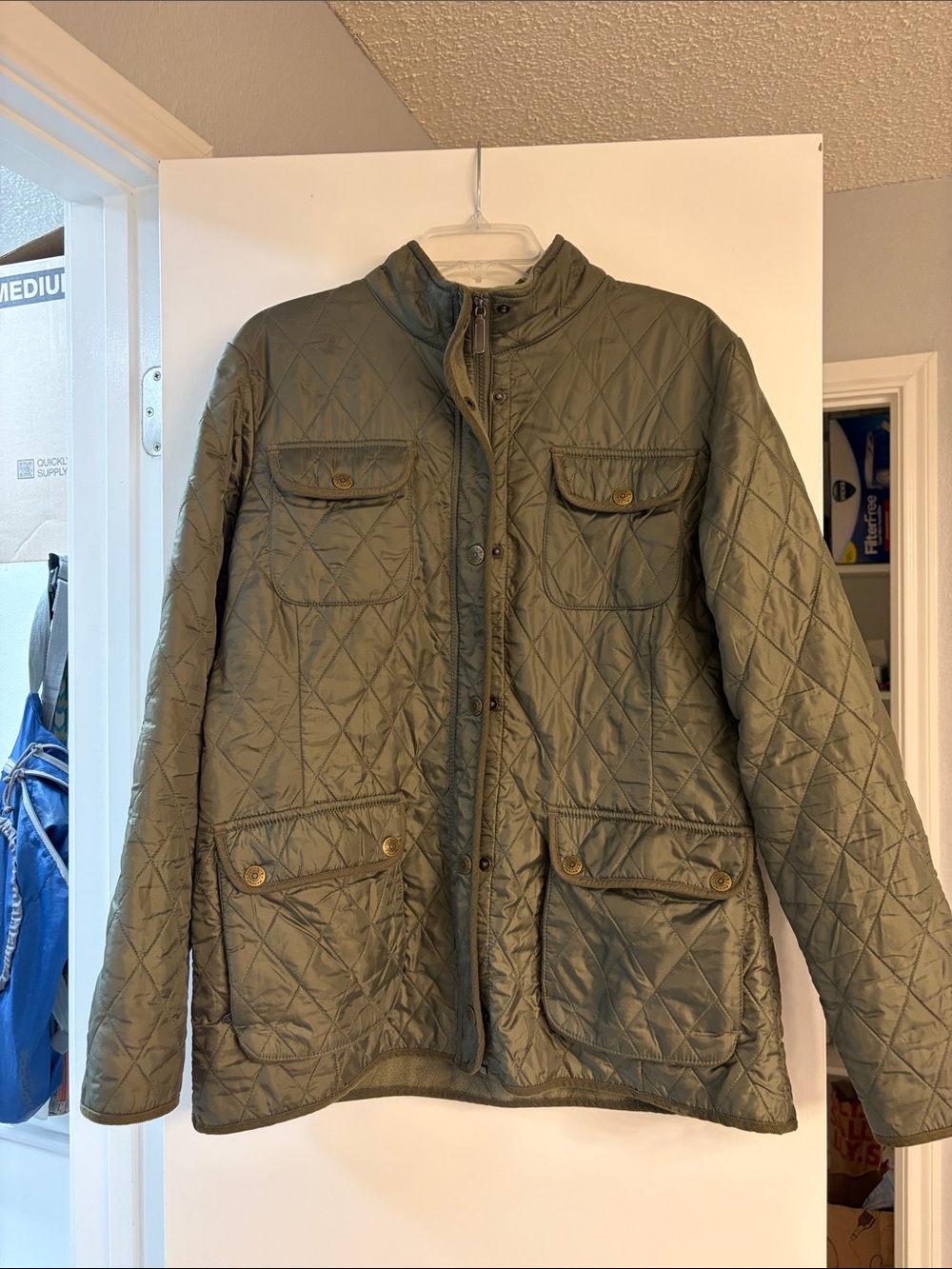 Natural Reflections Quilted Olive Green Military Field Jacket